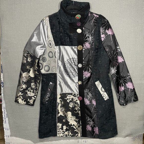 Anthropologie Dor Dor Couture Boho Coat Avant Garde Embroidered Brocade Velvet - Picture 2 of 13